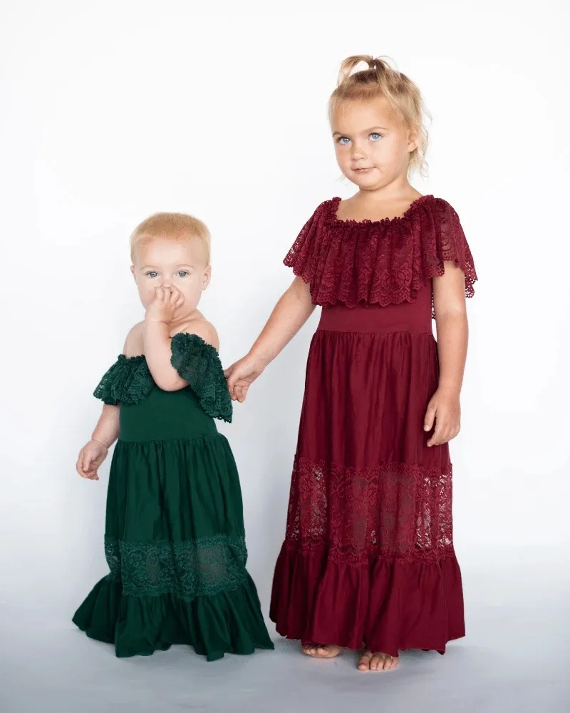 Layered Summer Ruffles New Year Dress for Baby Little Girls Spring Embroidered Clara Cotton & Lace Flutter Maxi Dress Lolita