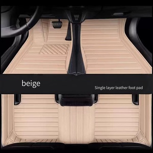 Tapis de sol de <span class=keywords><strong>voiture</strong></span> classique en cuir Nappa rayé, antidérapant et imperméable pour le <span class=keywords><strong>nettoyage</strong></span>, adapté à divers modèles de voitures - Product Image 3