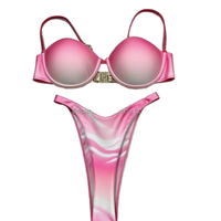 Ensembles de bikini à impression dégradée multi-design Maillot de bain à anneau en acier pour femmes Haut triangulaire Bas de string Vêtements de plage élégants Logo personnalisé