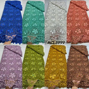 Telas de lujo con cuentas hechas a mano para vestido de novia, <span class=keywords><strong>tela</strong></span> de encaje bordado con lentejuelas - Product Image 2