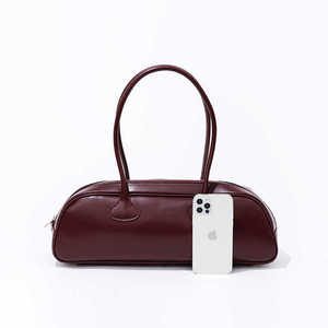 Tas Kulit Wanita Gaya Vintage Kapasitas Besar Model Bowling dengan Fitur Ringan, Portabel, dan Tahan Air, Tas Selempang - Product Image 2