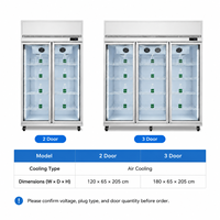 Vitrine verticale commerciale en acier inoxydable, refroidisseur vertical à air pour supermarché