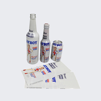 Échantillon gratuit d'étiquettes thermorétractables personnalisées en PET/PVC pour les bouteilles et les canettes de vin, de bière, d'eau minérale, de brandy, de vodka, emballages