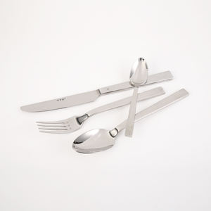 Juego de vajilla de acero inoxidable con mango cuadrado, accesorio para hotel de alta calidad, personalizado - Product Image 1