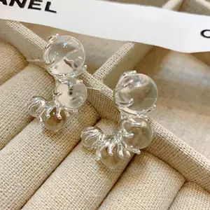 Boucles d'oreilles en cristal clair de la plus haute qualité célèbre marque de créateur s925 boucles d'oreilles aiguille en argent boucles d'oreilles dégradé de luxe