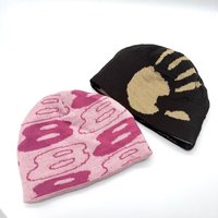 Gorro Reversible de Punto Jacquard de Doble Cara con Patrón de Camuflaje de Dibujos Animados, 100% Acrílico, Unisex, Cálido para Invierno, Estilo Hip Hop, Anime, Y2K