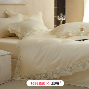 French Style Luxury 100 Cotton <b>Bedding</b> <b>Set</b> With Lace Trim Princess Style Home Use - Product Image 4