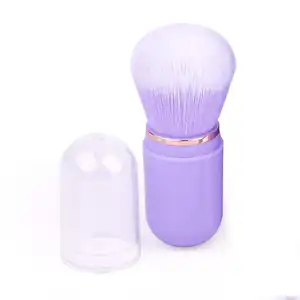 Purple Mini Makeup Brush Soft Fluffy Capsule-shape Foundation Loose Powder Brush With Lid