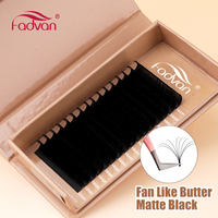 Extensions de cils individuels classiques Fadvan en gros, ultra mats, noirs, en soie