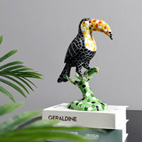 Statue de pellican en mosaïque de qualité supérieure, décoration intérieure de luxe, animaux, décoration, sculpture d'oiseau toucan coloré