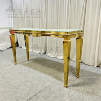 Table de Cocktail de luxe en acier inoxydable doré avec plateau en verre noir