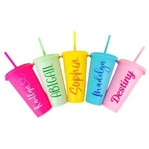 Vaso de Viaje Reutilizable de 24 oz con Logotipo Personalizado, Impresión de Serigrafía en Plástico, Diseño Simple, con Purpurina, para Café Helado y Agua - Product Image 1