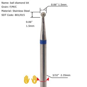 Bóng hình dạng D1-2.5mm lớp biểu bì làm việc kim cương Nail Drill Bit - Product Image 4