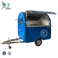 Promotion Usine Dream Fly PST-FN10 Remorque Food Truck Non Motorisée en Acier Inoxydable Bleu Marine à 3 Roues Style Traction