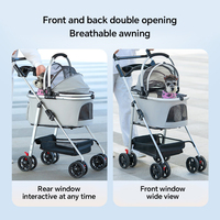 Chariot pliable respirant pour animaux de compagnie, chariot de luxe pour chiens, poussette de voyage pour animaux de compagnie en plein air