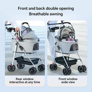 Chariot pliable respirant <span class=keywords><strong>pour</strong></span> animaux de compagnie, chariot de luxe <span class=keywords><strong>pour</strong></span> chiens, <span class=keywords><strong>poussette</strong></span> de voyage <span class=keywords><strong>pour</strong></span> animaux de compagnie en plein air - Product Image 3