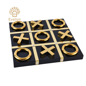 Luxurious decorative stainless steel xo chess games board for home decor