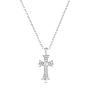 Cross Pendant <b>Necklace</b> Titanium Steel Full Diamond Round Brilliant Cut Unisex Everyday Wear Hip Hop Style - Product Image 3