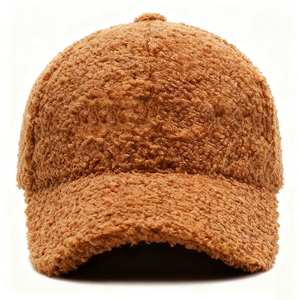 カスタムロゴ6パネルラムフリース冬用野球帽ベルクロバックバルク付きフラットブリムゴルフチームプロモーションハット - Product Image 1