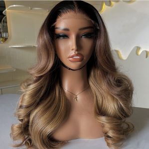 Perruque Lace Front Ombrée Body Wave, Densité 180%, Fermeture HD Lace 4*4, Pré-épilée, 100% Cheveux Humains, pour Usage Quotidien - Product Image 4