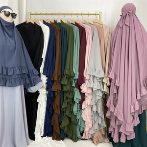 Elegante Khimar Hijab de Chifón de Dos Capas Extra Largo con Volantes en los Extremos, Multicolor, para Mujeres Musulmanas, Oración Diaria, Ramadán 2025, 2359 - Product Image 6