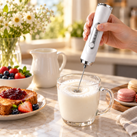 Mixeur à main rechargeable à 3 vitesses, 8000 tr/min, mousseur à lait en acier inoxydable, mini mousseur à café électrique portable pour la cuisine
