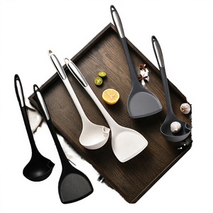 Juego de espátulas de silicona Manjia, 5 piezas, mango de acero inoxidable, utensilios de cocina resistentes al calor, negro y blanco, aptos para lavavajillas, lavado a mano - Product Image 3