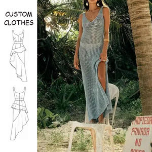 Abito <span class=keywords><strong>Lungo</strong></span> Casual da Donna in Puro <span class=keywords><strong>Cotone</strong></span> con Scollo a V, Schiena Scoperta, Sexy, Tinta Unita Naturale, <span class=keywords><strong>Bianco</strong></span>, per Spiaggia, Estivo, Personalizzabile OEM - Product Image 1