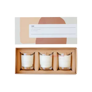 Benutzer definiertes Logo Free Design Candle Box Schutz einsatz Große leere Luxus Trio Candle Packaging Box