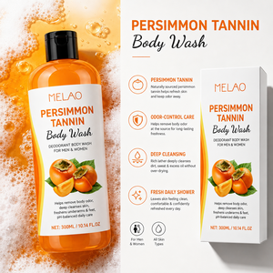 Private Label Persimmon Tannin Body Wash 300ml Body Odor <b>Control</b> Deodorizing <b>Shower</b> Gel Men Women Persimmon bath gel - Product Image 5