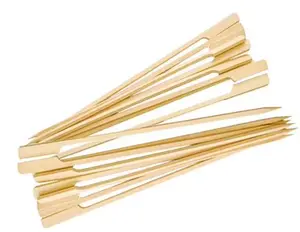 Tusuk sate bambu barbekyu 15-50cm, tongkat panjang stik kayu bambu sekali pakai