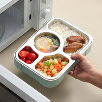 Boîte à lunch bento en acier inoxydable, étanche aux fuites, récipient alimentaire anti-odeur, conteneur portable et fin pour la préparation des repas, pour étudiants et employés de bureau