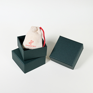 PackSecret Custom Logo Removable <b>Small</b> <b>Lid</b> Base Rigid <b>Box</b> Cardboard Packaging Paper Gift <b>Box</b> with Pouch Set for Jewelry - Product Image 2
