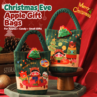Sacs cadeaux de Noël avec poignées pour pommes, bonbons et petits cadeaux, sacs de fête festifs avec rennes, Père Noël et sapin