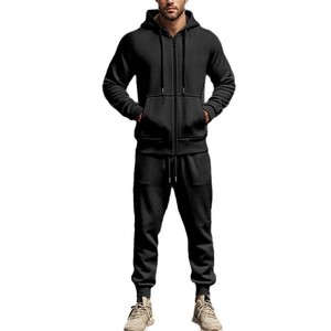 Nuovi set da uomo autunno inverno felpa con cerniera + pantaloni tuta Casual abbigliamento sportivo da uomo - Product Image 2