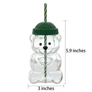 Bicchiere in Vetro con Cannuccia e Logo Personalizzato, Design Gatto Carino con Coperchio Rosa, Bottiglia per Acqua in Vetro - Product Image 6