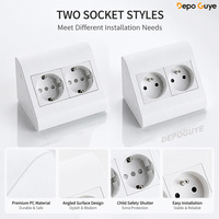 Prise murale d'angle encastrée blanche avec USB A+C 10A IP20, prise de courant dissimulée pour armoire miroir, salle de bain, cuisine