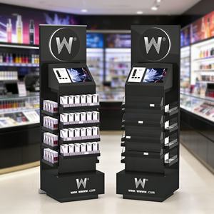 Présentoir sur pied en bois avec écran tactile LCD intelligent, système de poussée et éclairage LED pour la vente de cigarettes - Product Image 1