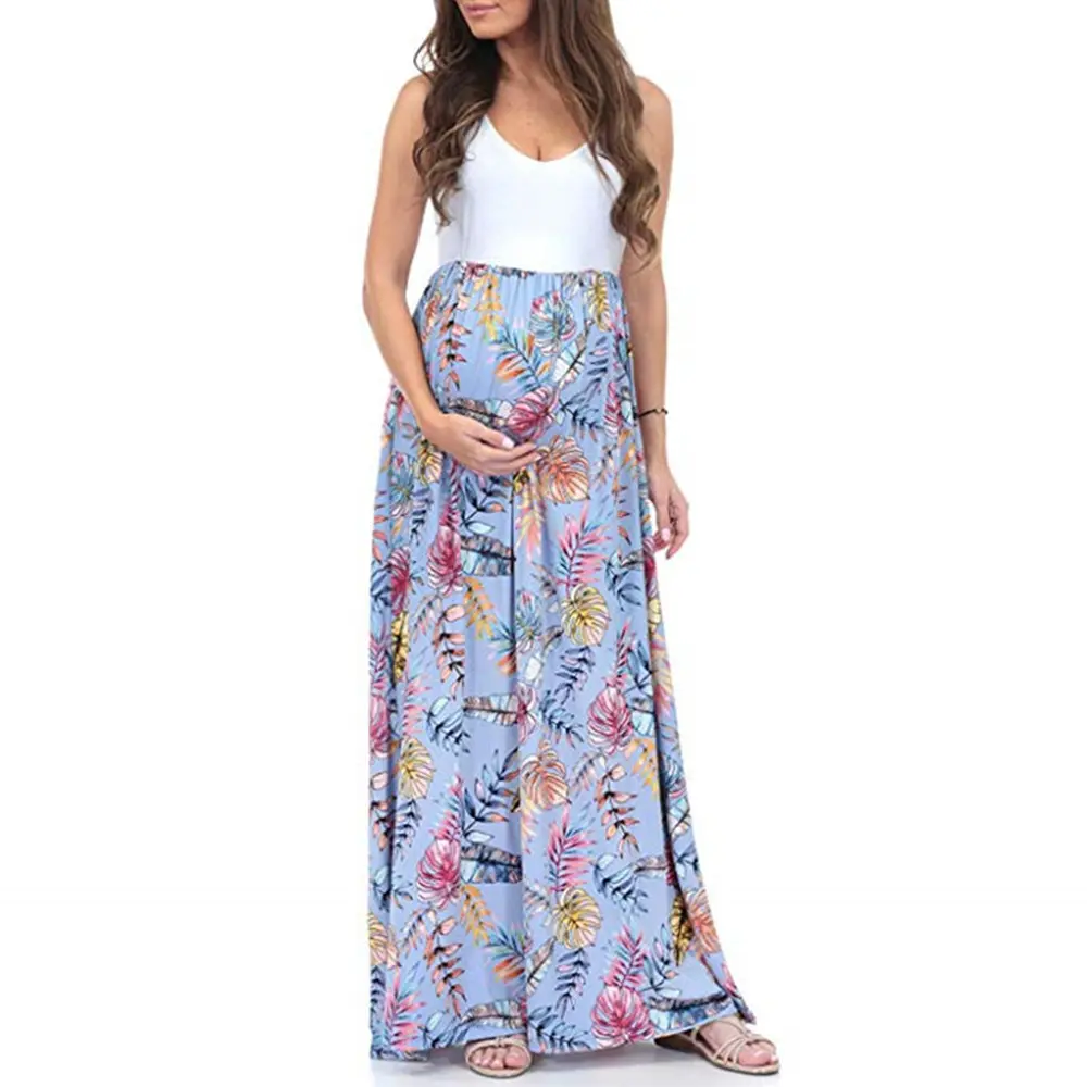 RTS print maxi casual women plus size pregnancy/maternity dresses for pregnancy/maternity clothes