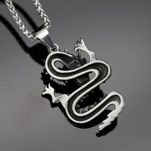 Pendentif Dragon en Acier Inoxydable, Bouclier Gardien, Collier Rétro en Acier Titane pour Homme, Bijou Thème Dieu Grec de la Guerre - Product Image 3