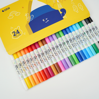 Ensemble de marqueurs acryliques STA 24 couleurs, pinceau et pointe double, marqueur de peinture acrylique pour toile, roche, bois, cuir, céramique, peinture DIY