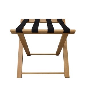 Porte-bagages en bois de hêtre massif robuste Conception pliable et durable pour les supports de rangement et les étagères de chambre d'hôtel - Product Image 1