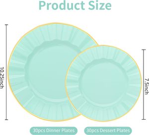 Platos Redondos Desechables de Plástico PS Ecológicos Personalizados con Borde Dorado, Colores Personalizados, Cantidad de Empaque al por Mayor para Bodas - Product Image 4