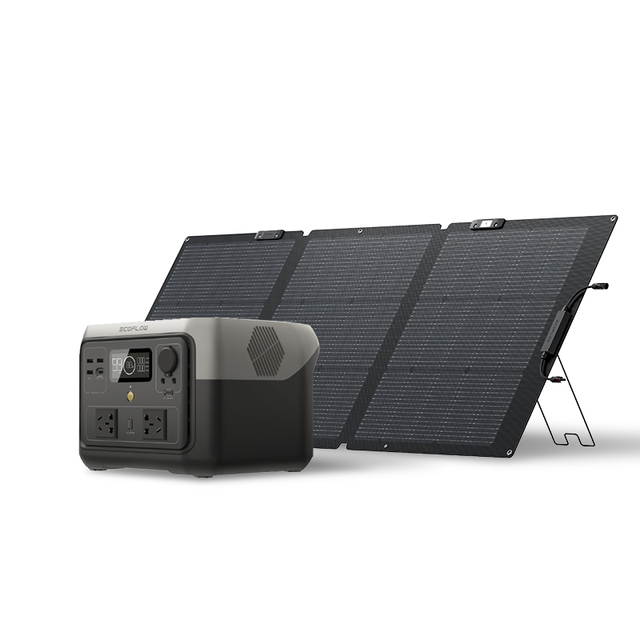 ECOFLOW RIVER 2 Max + 160W Portable Solar Panel 512Wh Long-Life LiFePO4 Portable Power Station Home Backup Car Camping
