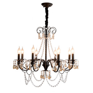 French Retro <b>Style</b> Crystal Chandelier Black Multi <b>Head</b> LED Light For Living Room Bedroom - Product Image 4