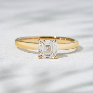 Starsgem oro 18K Asscher taglio DEF colore laboratorio cresciuto diamante Solitarie <span class=keywords><strong>anello</strong></span> <span class=keywords><strong>di</strong></span> <span class=keywords><strong>fidanzamento</strong></span> - Product Image 1