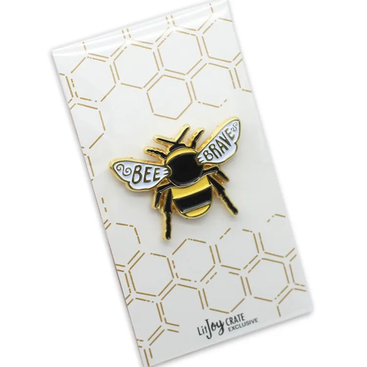 Custom Bumble Honey Bee Entomology Insect Enamel Lapel Pin With Backing Custom
