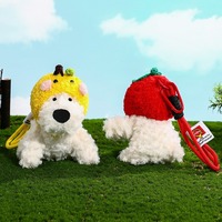 Porte-clés mignon en peluche écologique avec mousqueton, pendentif chien West Highland Terrier, breloque amovible pour sac à dos et chapeaux de fruits, vente en gros