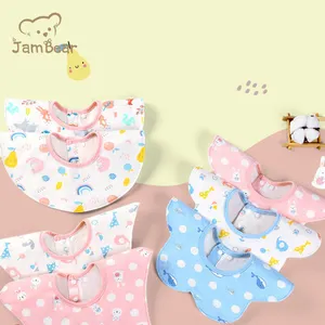 Baby Saliva Towel Bib Cotton Waterproof 360 Degree Rotating Baby Bib Baby Bibs 100% Cotton OEM Service Snap Button