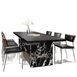 Juego de mesa y sillas de comedor estilo Bauhaus italiano, 6 piezas, diseño rectangular minimalista para uso doméstico - Product Image 5